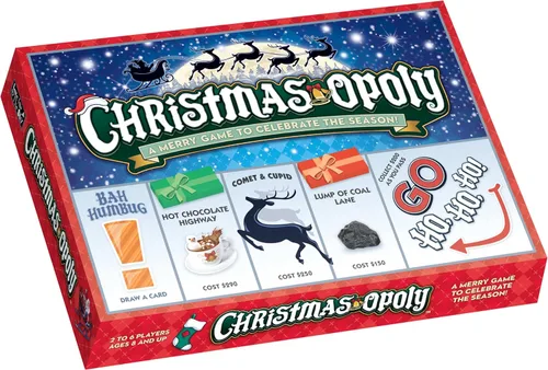 Late for the Sky Juego de mesa Christmas-Opoly: juego de fiesta familiar para 2 a 6 jugadores, a partir de 8 años, juego festivo para coleccionar y