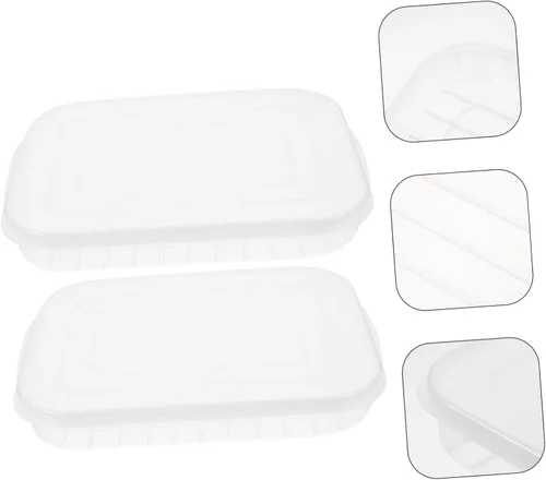 Miniatura 7 de Hemoton Caja apilable para refrigerador, 2 unidades, 9.64 x 7.28 x 1.37 pulgadas, recipientes herméticos transparentes para almacenamiento