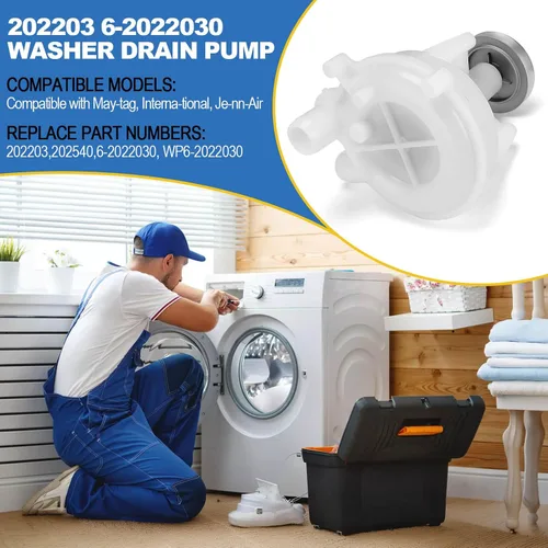 Miniatura 3 de Lucky Seven 202203 Bomba de drenaje para lavadora Maytag, sustituye a 202203, 202540, 6-2022030, WP6-2022030