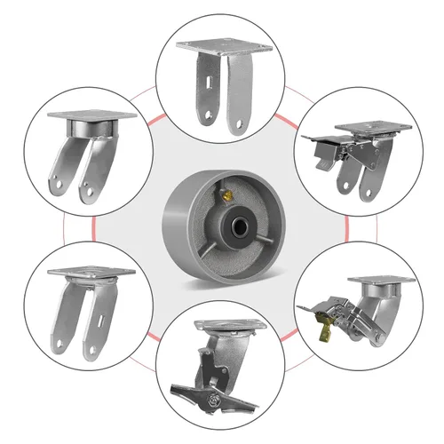 Miniatura 4 de Ruedas giratorias de repuesto de 6 x 2 pulgadas, rueda de hierro fundido de acero, resistente, capacidad de 1200 libras por rueda, orificio de 1/2