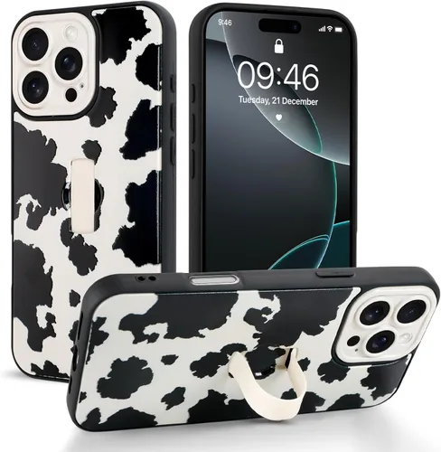 Miniatura 69 de Funda compatible con iPhone 17 Pro Max con correa de mano para los dedos, funda de teléfono con estampado de leopardo y guepardo para mujeres
