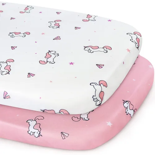 Sábanas de cuna 2 unidades, sábana de cuna elástica, sábanas de cuna para bebé niña, ajuste universal para cuna rectangular, ovalada, de reloj de