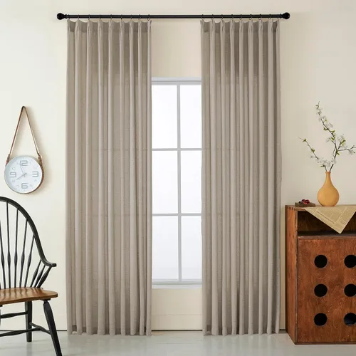 Miniatura 16 de Cortinas semitraslúcidas de lino neutro de 84 pulgadas de largo, cortinas y cortinas de lino beige crema que filtran la luz, tratamientos modernos