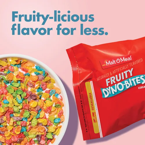 Miniatura 5 de Malt-O-Meal Fruity Dyno Bites Cereal para desayuno sin gluten con sabor afrutado, tamaño a granel para la familia, bolsa resellable de 25 onzas