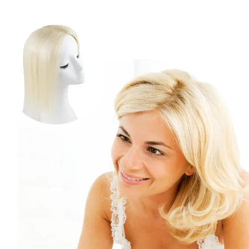 Miniatura 11 de Extensiones de cabello humano virgen de alta calidad de 12/20 pulgadas con clip para mujer, base mono de 5 x 6 pulgadas, repuesto negro natural