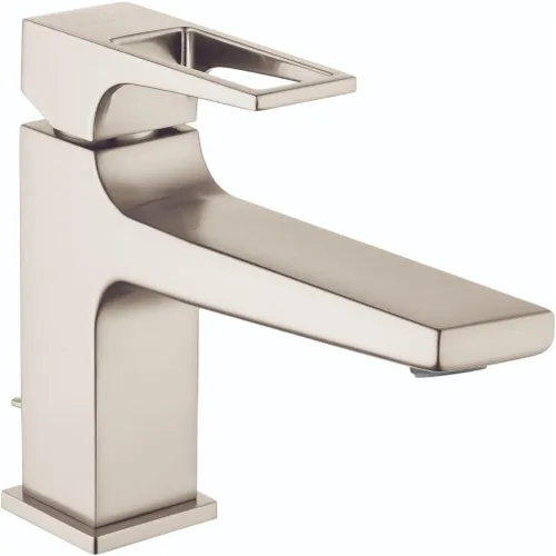 hansgrohe Metropol 74505821 - Grifo moderno para lavabo de baño de bajo flujo con 1 manija y 1 manija de 1 6 pulgadas de alto en níquel cepillado,