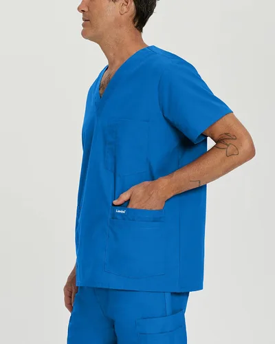 Miniatura 2 de Landau Essentials - Camiseta de 5 bolsillos con cuello en V y ajuste relajado para hombre 7489, Azul