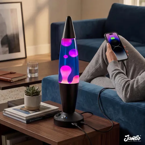 Miniatura 7 de JAMBO Lámpara hermosa de 16 pulgadas con cera, luz nocturna relajante para decoración del hogar, extra alta, lámpara para sala de estar, oficina