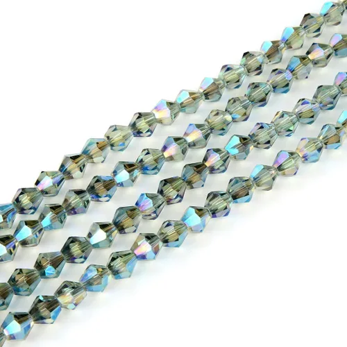 Miniatura 16 de 5 hebras checas de cristal bicono facetado de 0.236 in (0.24 pulgadas) cuentas sueltas espaciador a granel amatista púrpura (215-230 piezas)