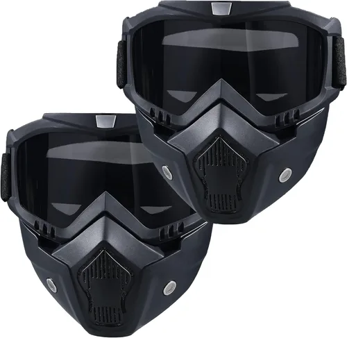 Miniatura 9 de Máscara de Paintball Antiniebla, Máscara Táctica de Cara Completa Desmontable Ajustable, Máscara de Esquí, Gafas de Protección Facial