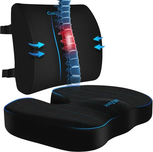 Miniatura 11 de CushZone Cojín de asiento, almohada de apoyo lumbar con correa ajustable, cojines para silla para aliviar el dolor de ciática, con funda lavable