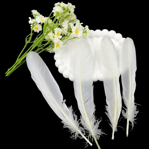Miniatura 5 de GOODIY 22 plumas largas naturales de 8-10 pulgadas (7.9-9.8 in), hermosas plumas de ganso blanco natural, plumas grandes bilaterales, plumas