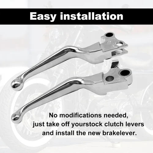 Miniatura 5 de 1 par de palancas de mano plateadas para motocicleta, palancas de freno y embrague cromadas, manija de freno y embrague compatible con Harley