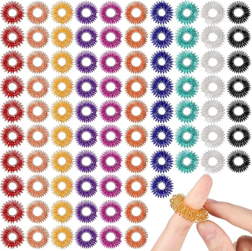 200 anillos de acupresión para aliviar el estrés, juguetes sensoriales para aliviar la ansiedad, reductor de estrés para hombres, mujeres (color