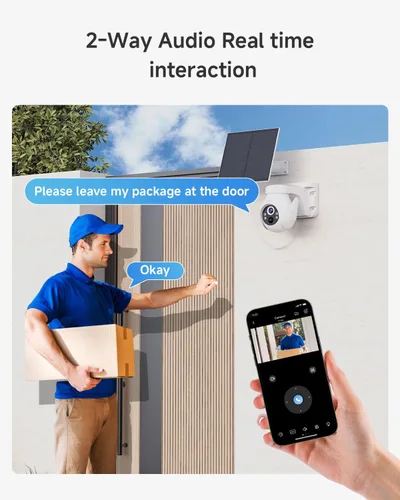 Miniatura 7 de Noorio Cámara de seguridad solar inalámbrica para exteriores, cámara WiFi con batería de 2K/4MP para seguridad en el hogar con panel solar de 5 W