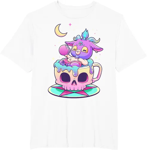 Miniatura 62 de Kawaii Pastel Goth Cute espeluznante Pentáculo Baphomet - Camiseta de cabra, Negro
