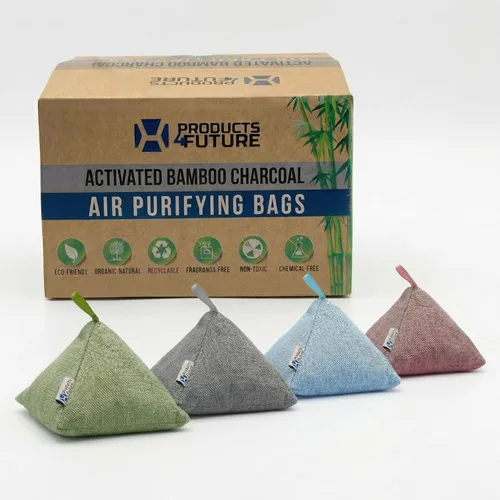 Miniatura 9 de Paquete de 4 bolsas purificadoras de aire de carbón de bambú activado naturalmente Bolsa desodorante natural para el hogar Bolsa de carbón