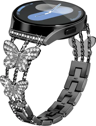 Miniatura 9 de Compatible para Samsung Galaxy Watch 7 6 5 4 FE Correa 40mm 44mm, Correa de Metal con Diamantes para Mujer 20mm para Samsung Watch Bands 7 6 5 4