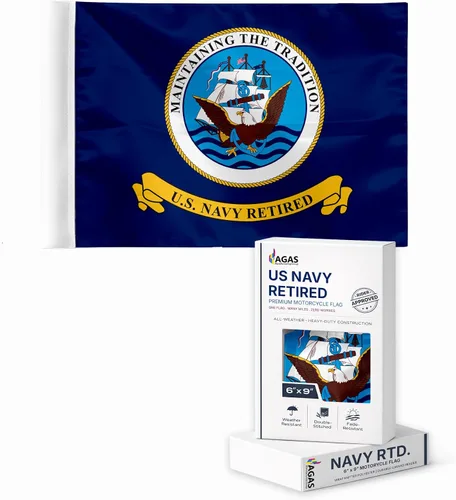 Miniatura 5 de AGAS - Bandera de antena de automóvil retirada azul marino, 12 x 18 pulgadas, poliéster de punto impreso de una sola cara, bordes de doble costura