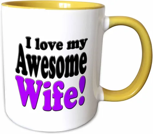 Miniatura 12 de 3dRose evadane – Funny Quotes – I Love My Awesome esposa, púrpura, – Tazas, Blanco White