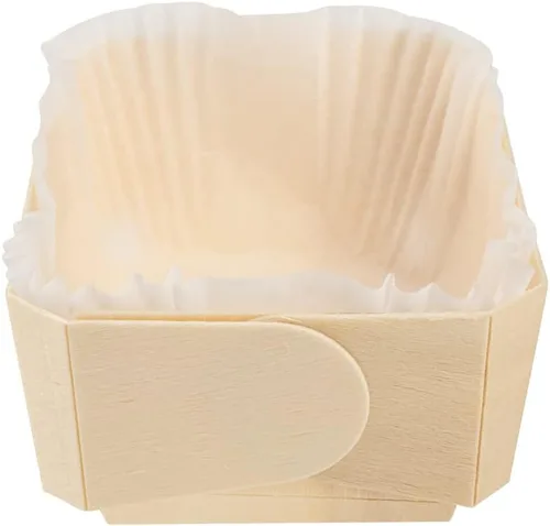 Miniatura 13 de Restaurantware Taipei - Moldes de madera para hornear de 17 onzas, 100 moldes desechables listos para horno, con forros de papel, recipientes