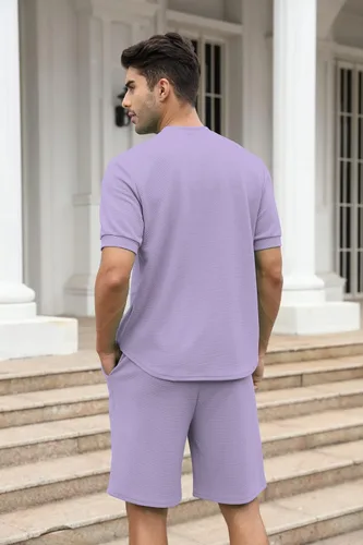 Miniatura 122 de FZNHQL Conjunto deportivo de moda para hombre, 2 piezas, casual, atlético, para correr, manga corta/larga, conjunto para hombre