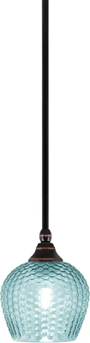 Miniatura 84 de Toltec Lighting Tallo Colgado Mini colgante, acabado de cobre negro, 3.5" cuadrado humo burbuja vidrio