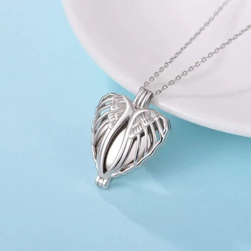 Miniatura 3 de Collar de plata de ley 925 con alas de ángel conmemorativas para cenizas, joyería de cremación