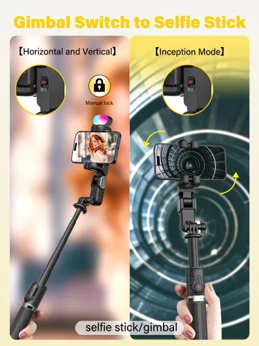 Miniatura 4 de Estabilizador de cardán para smartphone, estabilizador de 2 ejes sin seguimiento facial de aplicación, trípode portátil 4 en 1, estabilizador