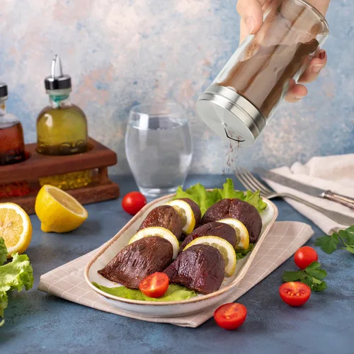 Miniatura 4 de Segarty Tarros de especias con tapas cocteleras, paquete de 6 botellas de vidrio de 4 onzas con tapa de acero inoxidable, recipientes de vidrio