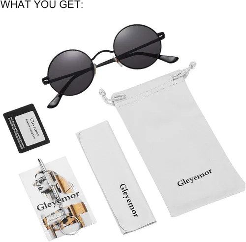 Miniatura 7 de Gleyemor John Lennon - Gafas de sol polarizadas pequeñas redondas para hombres y mujeres diseño de círculos hippie color rojo y amarillo
