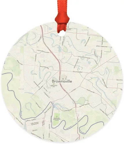 Miniatura 10 de Andaz Press Mapa de la ciudad de Estados Unidos redondo de madera natural MDF ornamento de Navidad, Akron, Ohio Vintage Mapa, 1 paquete, larga