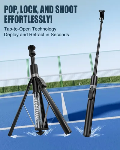 Miniatura 2 de Trípode automático para teléfono, 67 pulgadas de despliegue automático para selfie stick con control remoto, giratorio de 360°, extensible