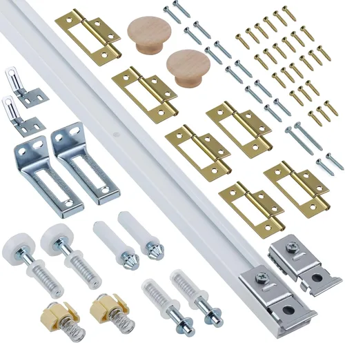 Kit de herrajes para puerta plegable, kit de riel de puerta de armario plegable de 48 pulgadas, kit de herrajes para puerta de armario plegable,