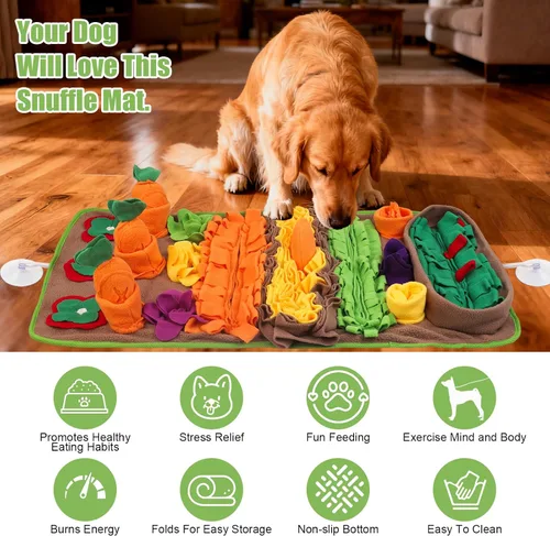Miniatura 2 de Tapete de olfateo para perros de razas grandes, 32 x 20 pulgadas, lavable, duradera, para entrenamiento de alimentación lenta, juguete