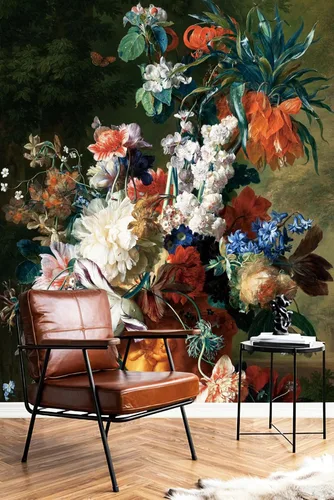 Miniatura 8 de Zeeko Murales de pared botánicos vintage para despegar y pegar, 59 pulgadas de ancho x 110 pulgadas de alto, papel tapiz floral de árbol beige