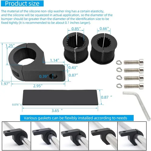 Miniatura 3 de Kit de soporte de montaje de aluminio para motocicleta, abrazadera de tubo, 4 piezas, 0.75", 1", 1.25", barra antivuelco Bullbar, portaequipajes