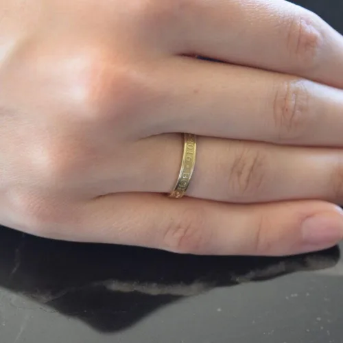 Miniatura 3 de Ssjewel Simple Band School Ring Men Women Custom Graduation Class Band Ring 14K Gold Finish University Class Band Ring Sterling Silver Stackable