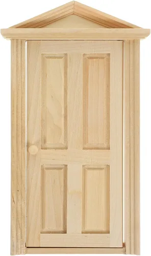Miniatura 9 de Zerodeko Puerta de casa de muñecas escala 1 12, mini puerta de madera, frente de casa de muñecas escala 1 12, mini madera para muñecas, accesorios