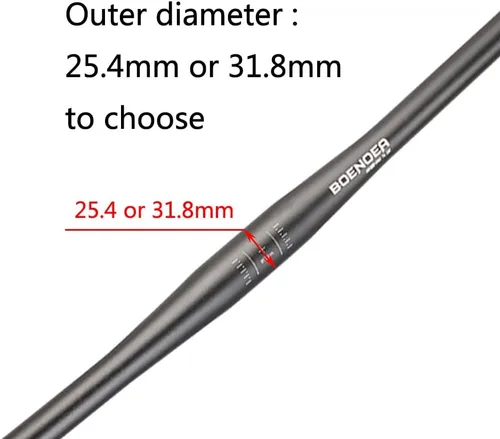 Miniatura 3 de Manillar elevado para bicicleta Boenoea 25.4/31.8mm Longitud 620mm, de aleación de aluminio, (50mm 90mm 120mm), Negro
