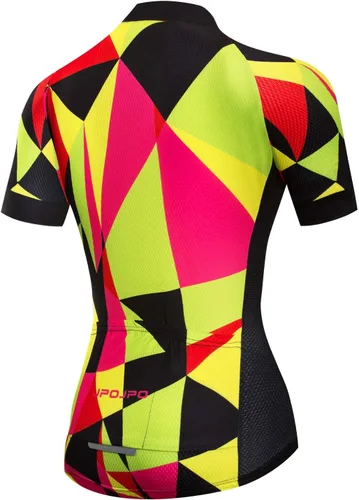 Miniatura 103 de Camiseta de ciclismo para mujer, manga corta y pantalones cortos de ciclismo acolchados para verano
