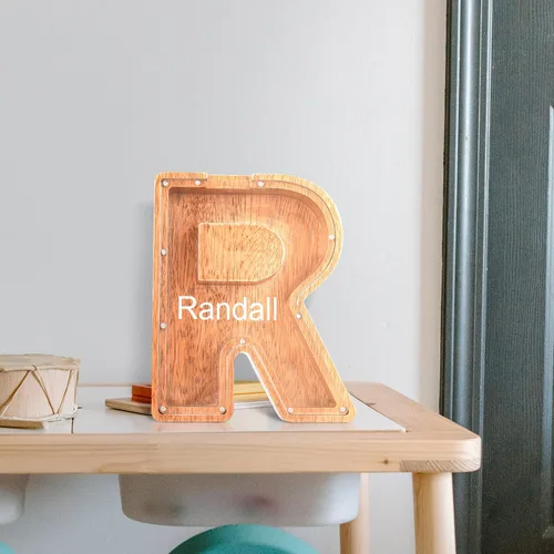 Miniatura 3 de Alcancías con nombre personalizado para niños, alcancía con letra personalizada, banco de dinero del alfabeto de madera, regalos para niños y niñas