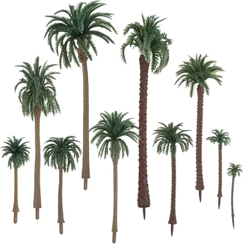 Yetaha 48 piezas de árboles modelo de palmera de coco, modelo de paisaje, palmera de plástico, paisaje en miniatura, paisaje en diorama, árbol para