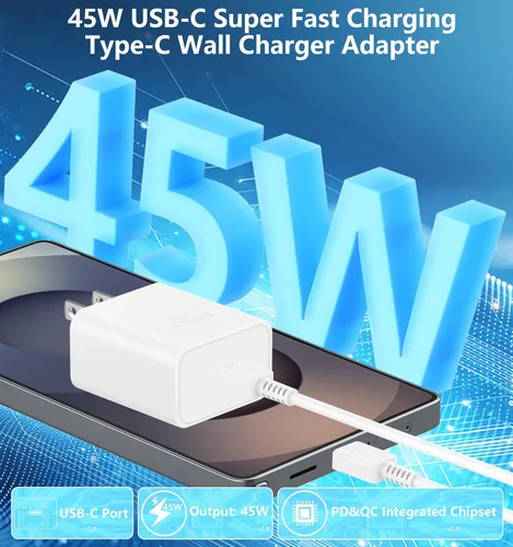Miniatura 5 de 45W Super Fast Charger USB C, Redpark 2Pack USB C Charger Block Dynamic Power Adapter Type C Wall Charging with 6FT Type C Cable for Samsung Galaxy
