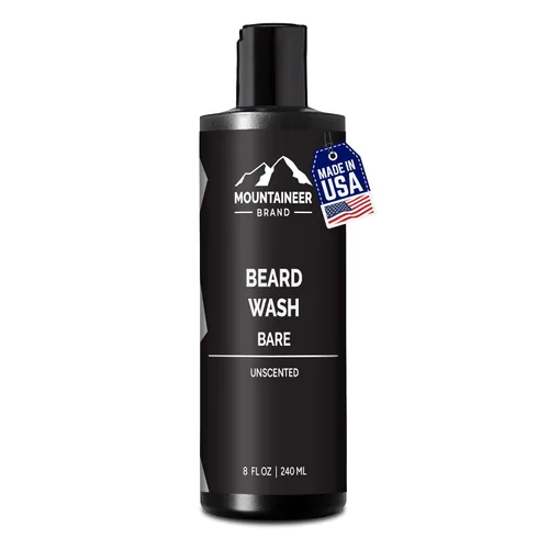 Mountaineer Brand Lavado de barba para hombres | Champú para barba 100% natural | Espuma suavizante de limpieza gruesa para cabello y piel | Hidrata