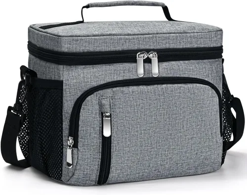 Miniatura 14 de Lonchera para Hombres, Bolsa de Almuerzo con Doble Aislamiento Reutilizable a Prueba de Fugas Bolsa Refrigeradora Portátil Bolsa de Comida para Negro