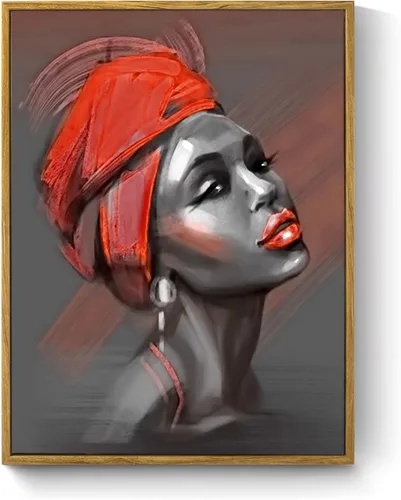 Miniatura 10 de LB Arte de pared de mujer afroamericana, mujer negra con cabello dorado, impresiones de pintura abstracta, belleza moderna negra y dorada para sala