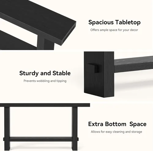 Miniatura 7 de Mesa consola de madera maciza de 63 pulgadas, mesa de entrada estrecha de 2 niveles para pasillo, entrada, sala de estar, detrás del sofá