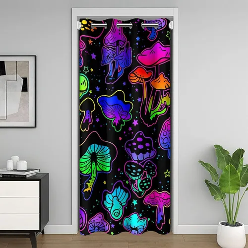 Miniatura 12 de jejeloiu Cortina opaca con diseño de delfín, bonita cortina de puerta de animales del océano, privacidad hawaiana, decoración de vida marina