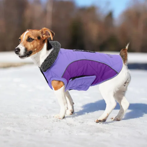 Miniatura 5 de EMUST Abrigos de invierno para perro, ropa de forro polar para mascotas para clima frío, estilo británico, chaqueta cálida a prueba de viento